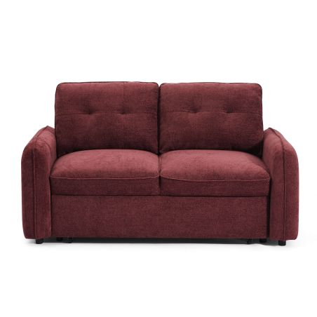 Canapé droit IMPA convertible tissu rouge 2 places
