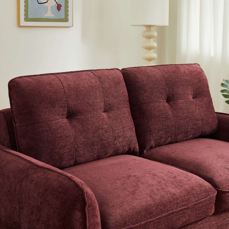 Canapé droit IMPA convertible tissu rouge 2 places