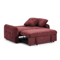 Canapé droit IMPA convertible tissu rouge 2 places
