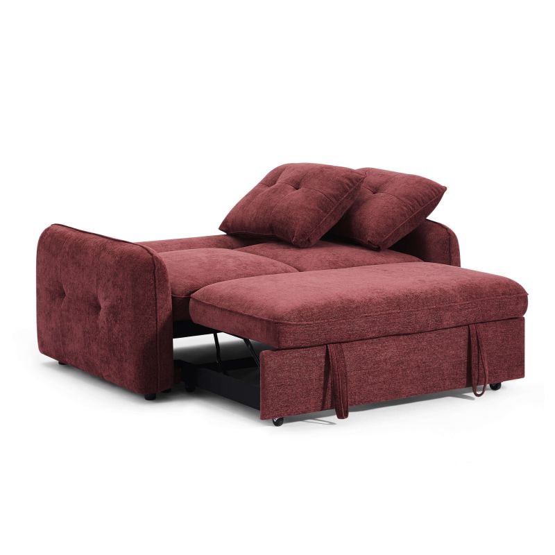 Canapé droit IMPA convertible tissu rouge 2 places