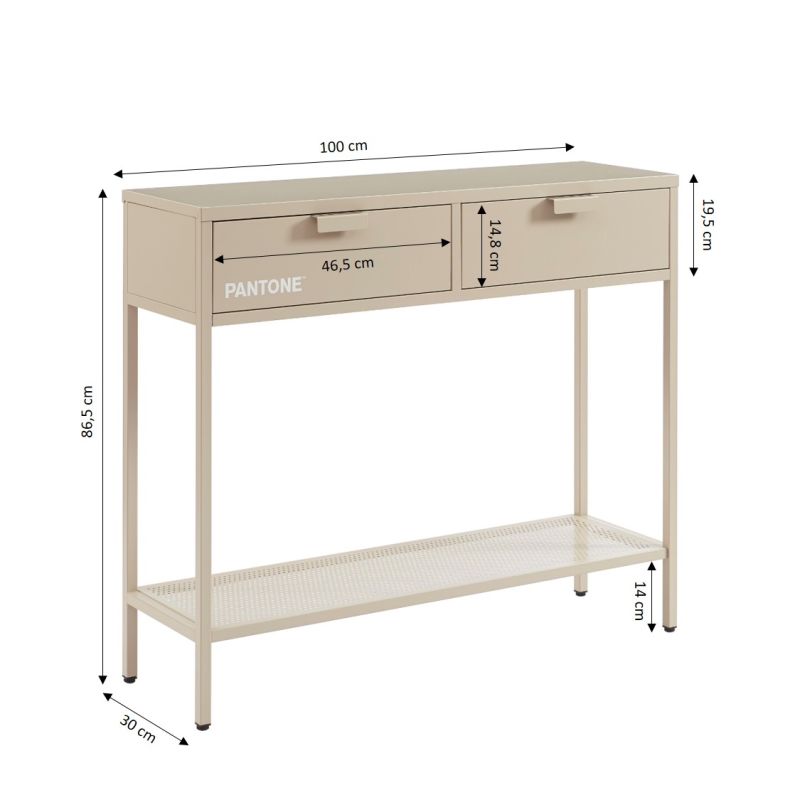 Console PANTONE métal taupe 100cm