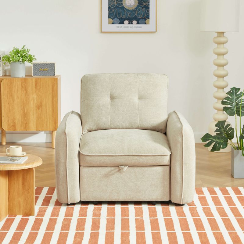 Fauteuil IMPA convertible tissu beige 1 place