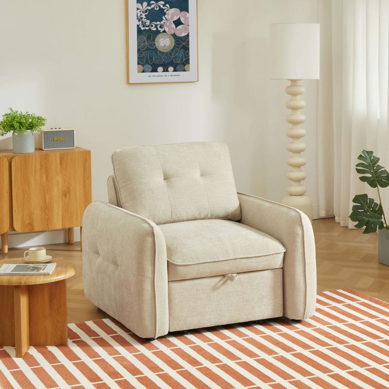 Fauteuil IMPA convertible tissu beige 1 place