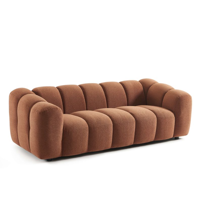 Canapé SUNNY 3 places tissu tweed terracotta