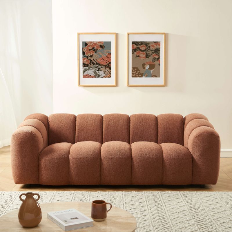 Canapé SUNNY 3 places tissu tweed terracotta