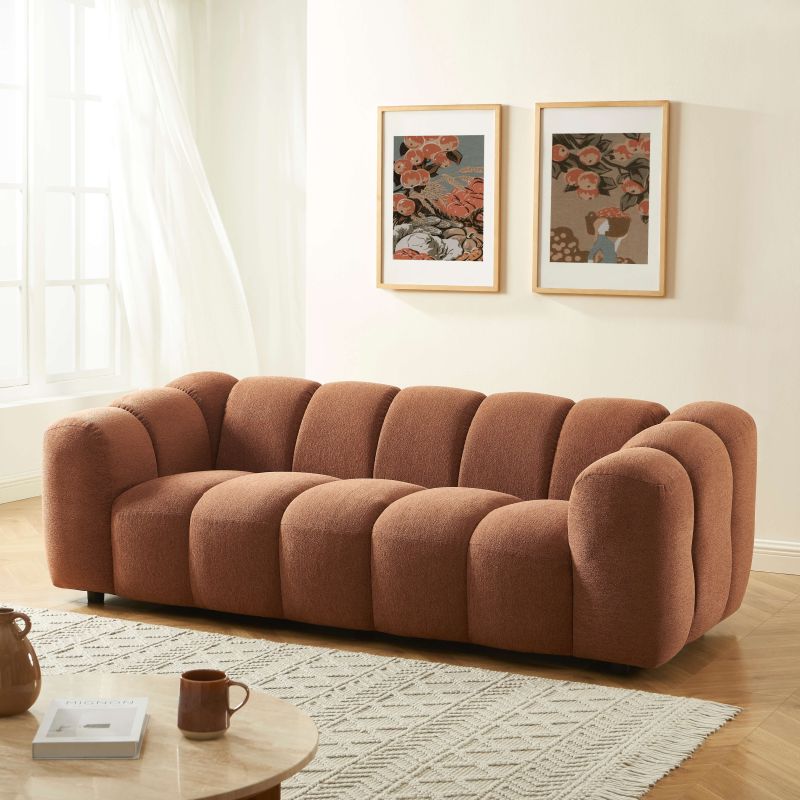 Canapé SUNNY 3 places tissu tweed terracotta