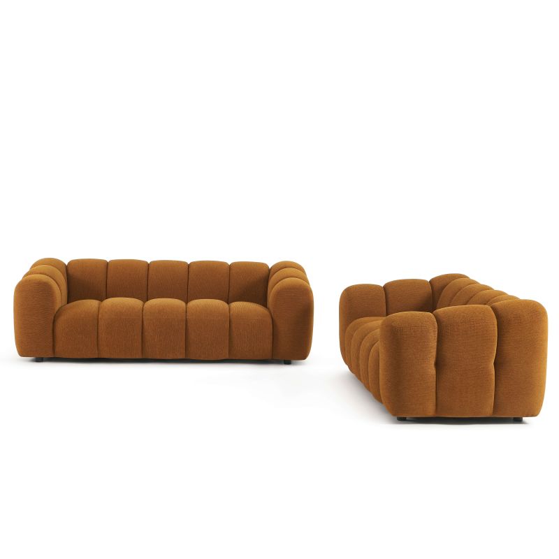 Canapé SUNNY 3 places tissu tweed bronze