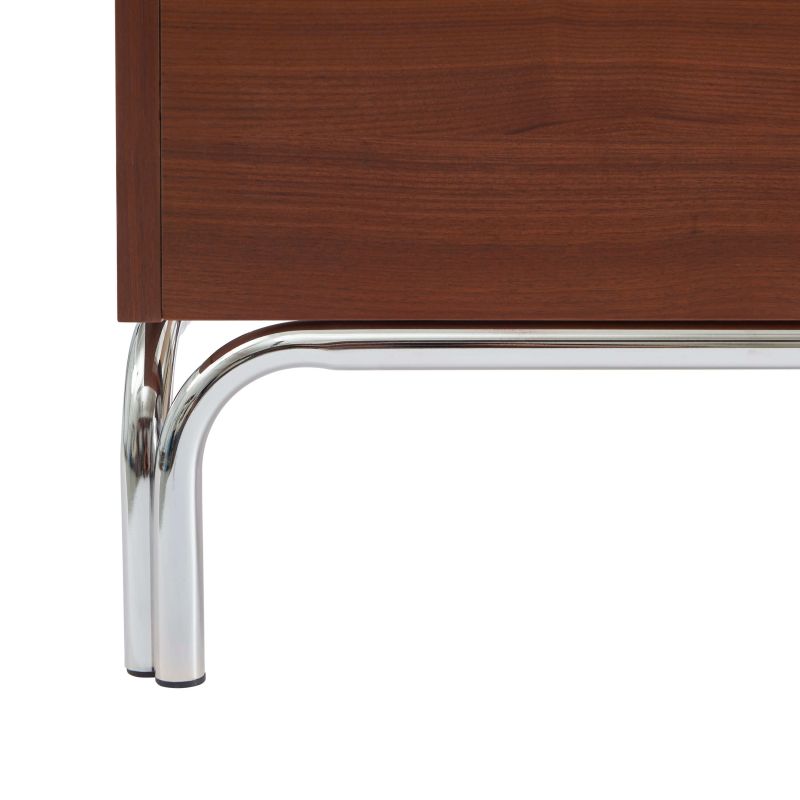 Lit MAGGY 140x190 placage noyer et pieds métal chromé sommier inclus