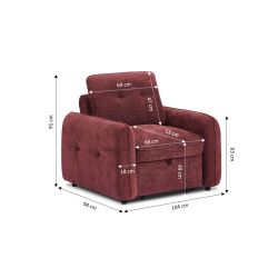 Fauteuil convertible IMPA 1 place tissu chenille rouge