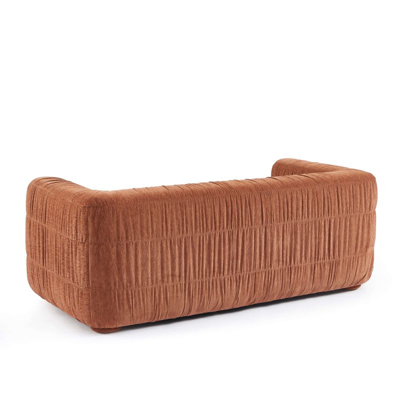 Canapé MARNI 3 places velours plissé épais terracotta