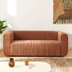 Canapé MARNI 3 places velours plissé épais terracotta