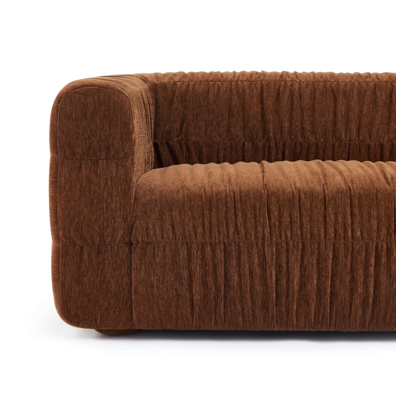 Canapé MARNI 3 places velours plissé épais marron