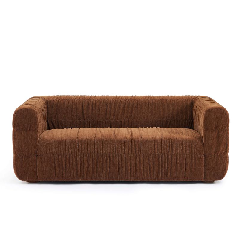 Canapé MARNI 3 places velours plissé épais marron