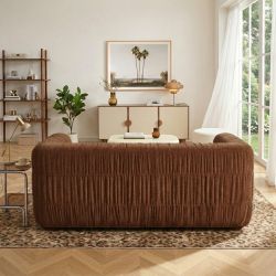 Canapé MARNI 3 places velours plissé épais marron