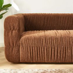 Canapé MARNI 3 places velours plissé épais marron