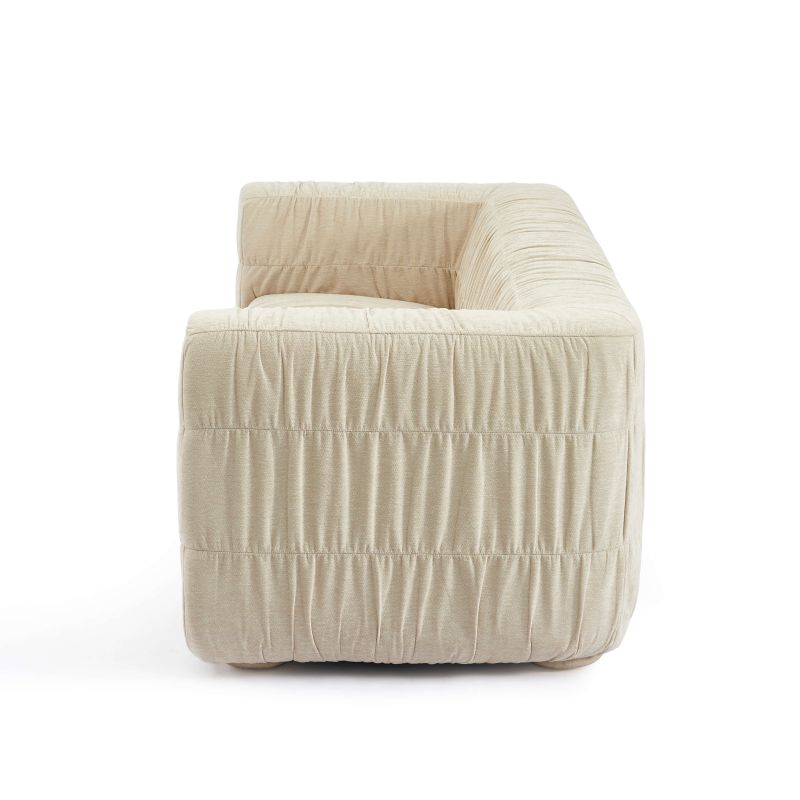 Canapé MARNI 3 places velours plissé épais beige