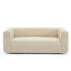 Canapé MARNI 3 places velours plissé épais beige
