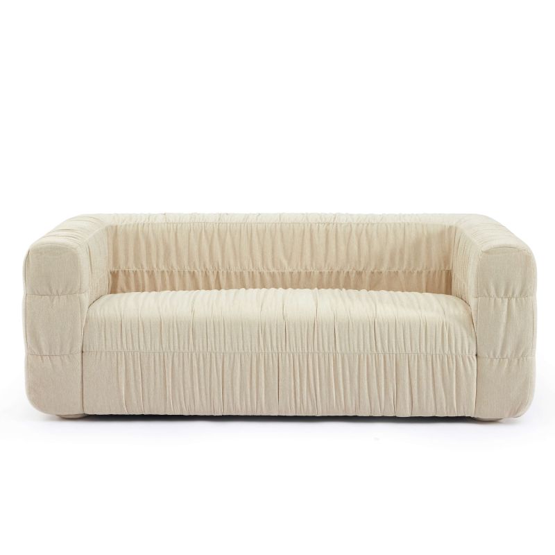 Canapé MARNI 3 places velours plissé épais beige
