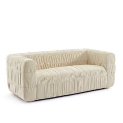 Canapé MARNI 3 places velours plissé épais beige