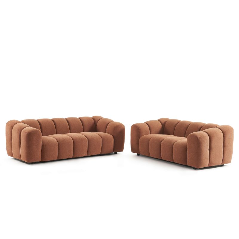 Canapé SUNNY 2 places tissu tweed terracotta