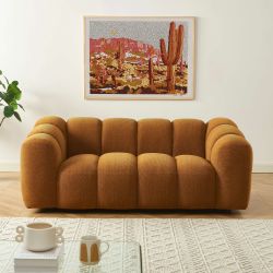 Canapé SUNNY 2 places tissu tweed bronze