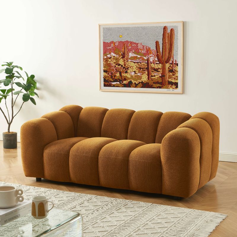 Canapé SUNNY 2 places tissu tweed bronze