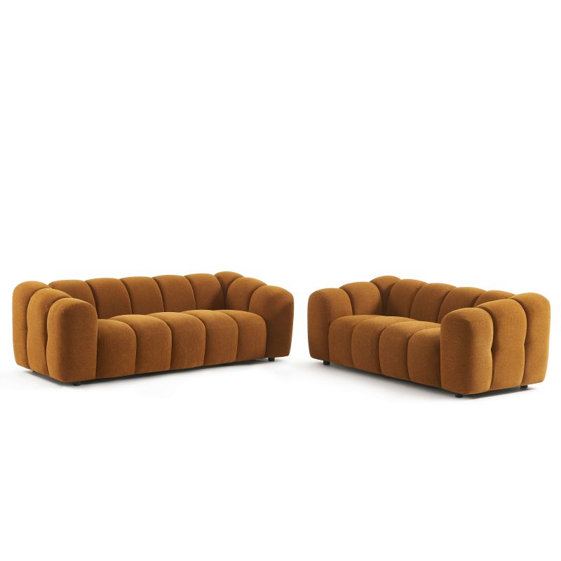 Canapé SUNNY 2 places tissu tweed bronze