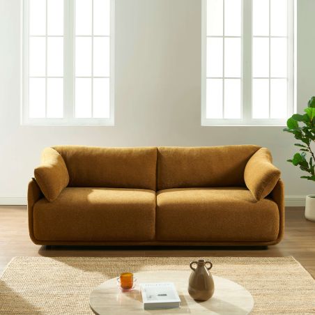 Canapé KURLY 3 places tissu chenille tramé ocre