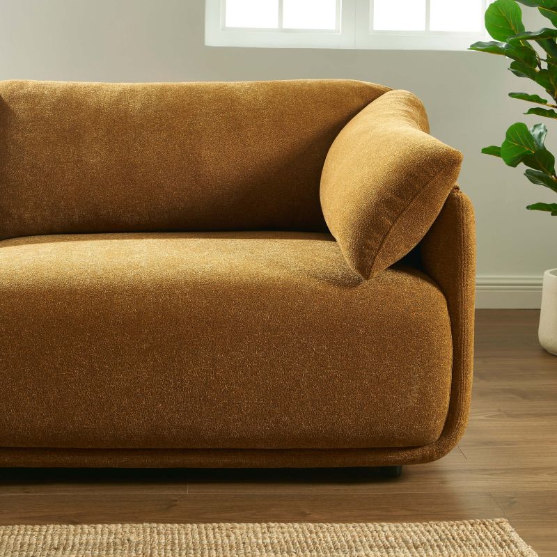 Canapé KURLY 3 places tissu chenille tramé ocre