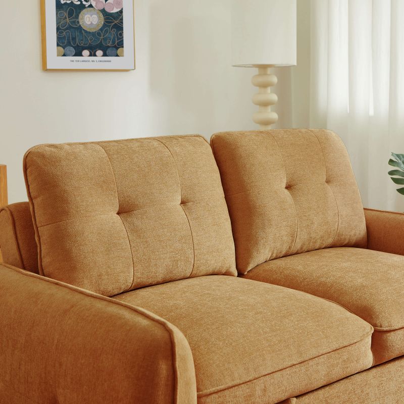 Canapé droit convertible IMPA 2 places tissu chenille orange