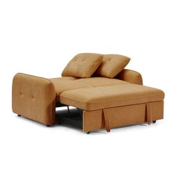 Canapé droit convertible IMPA 2 places tissu chenille orange