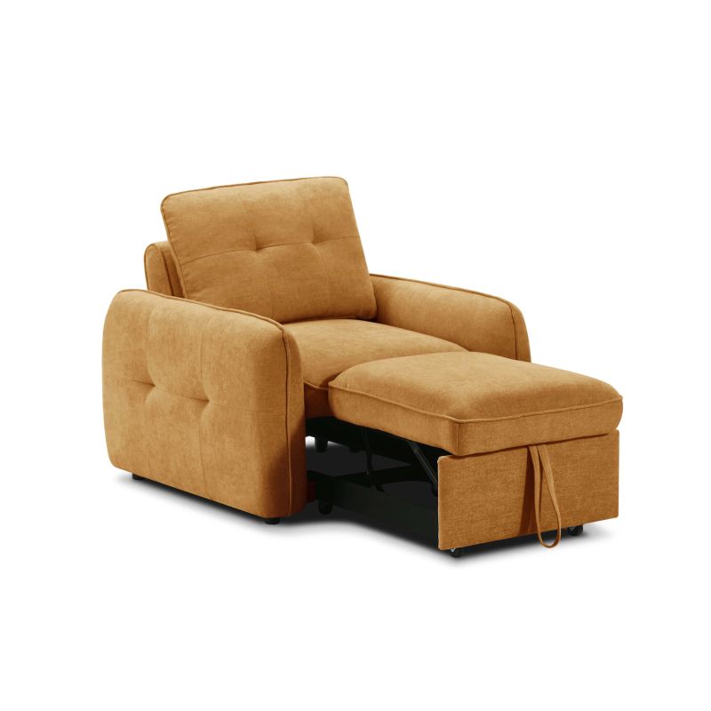 Fauteuil convertible IMPA 1 place tissu chenille orange