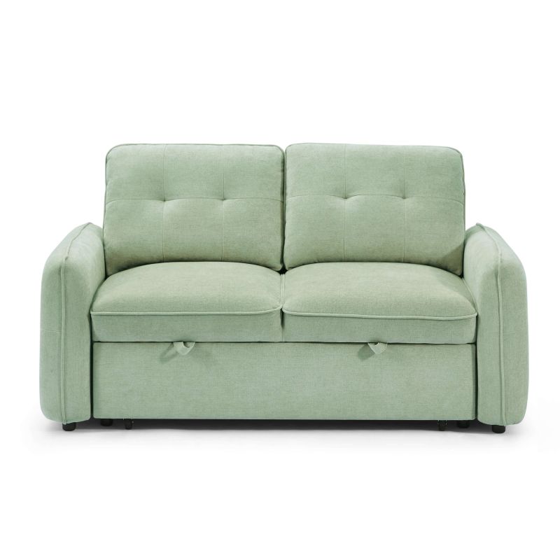 Canapé droit convertible IMPA 2 places tissu chenille vert