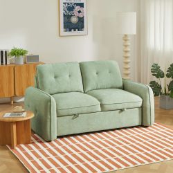 Canapé droit convertible IMPA 2 places tissu chenille vert