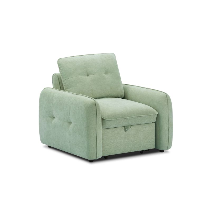 Fauteuil convertible IMPA 1 place tissu chenille vert
