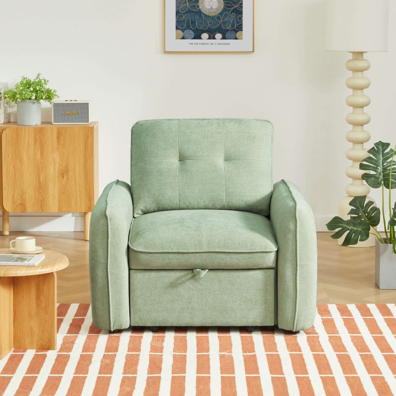 Fauteuil convertible IMPA 1 place tissu chenille vert