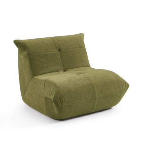 Fauteuil compressé KAIDO tissu vert 1 place
