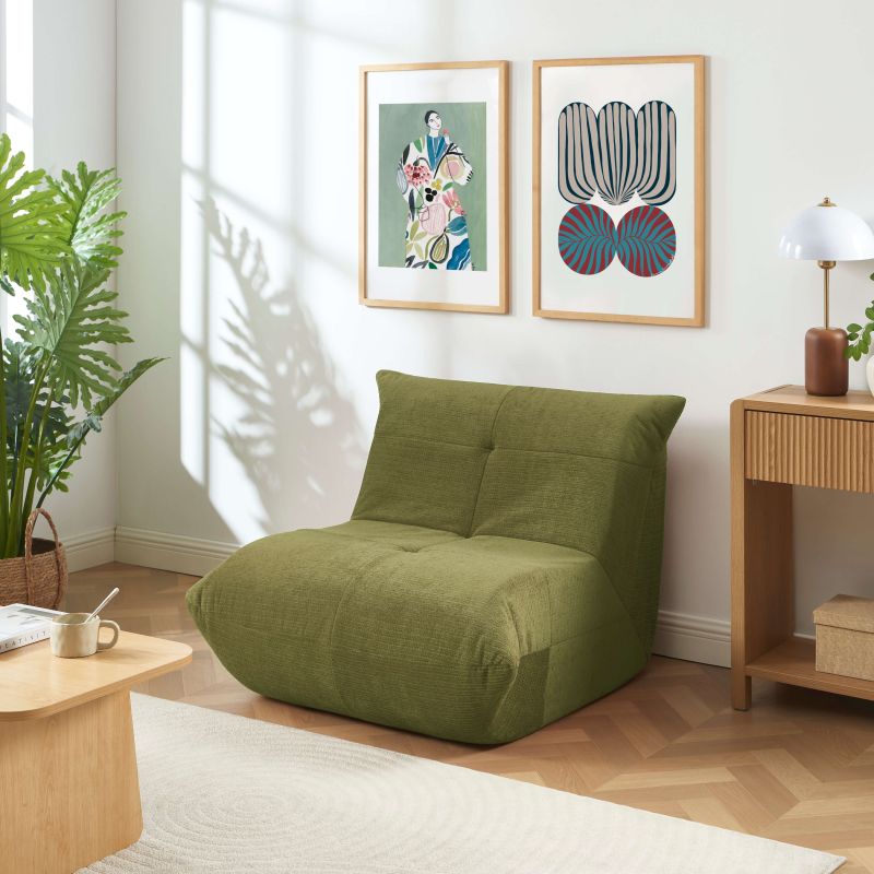 Fauteuil compressé KAIDO tissu vert 1 place