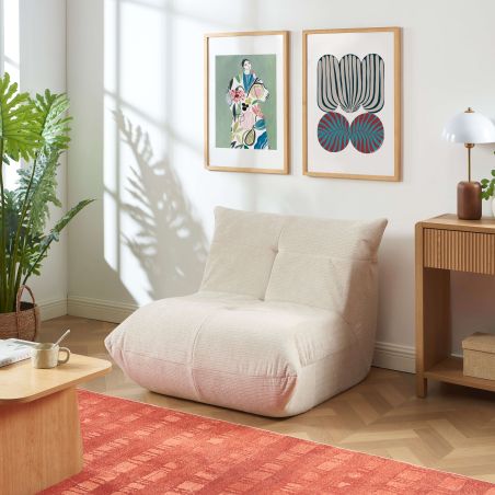 Fauteuil compressé KAIDO tissu beige 1 place