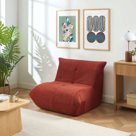 Fauteuil compressé KAIDO tissu terracotta 1 place