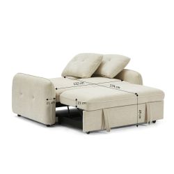 Canapé droit convertible IMPA 2 places tissu chenille beige