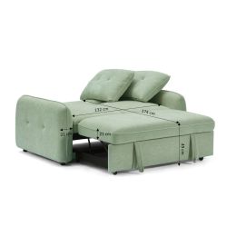 Canapé droit convertible IMPA 2 places tissu chenille vert