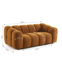 Canapé SUNNY 2 places tissu tweed bronze
