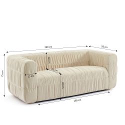Canapé MARNI 3 places velours plissé épais beige