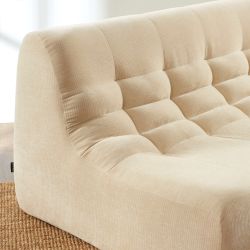 Ensemble banquette et chauffeuse JANIS modulable 3 places velours beige