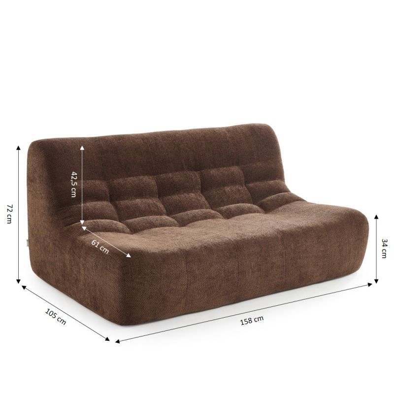 Ensemble banquette et chauffeuse JANIS modulable 3 places velours marron