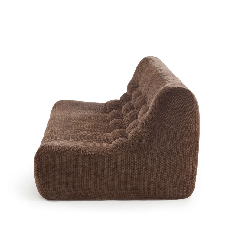 Ensemble banquette et chauffeuse JANIS modulable 3 places velours marron