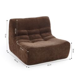 Ensemble banquette et chauffeuse JANIS modulable 3 places velours marron