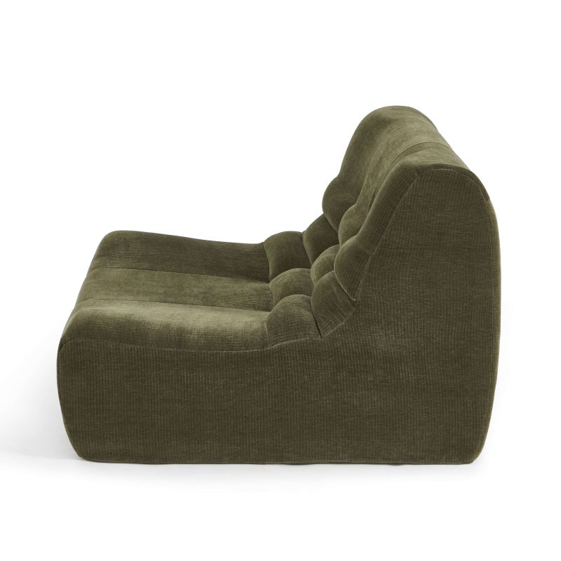 Ensemble banquette et chauffeuse JANIS modulable 3 places velours vert
