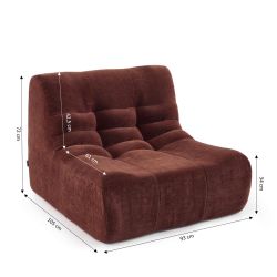 Ensemble banquette et chauffeuse JANIS modulable 3 places velours bordeaux